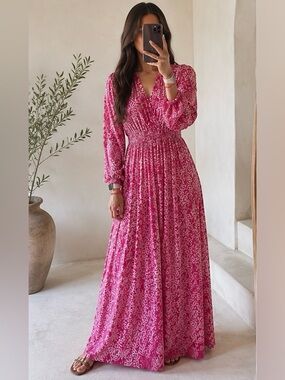Natalie Martin wrap maxi silk dress small
